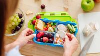 Closeup of female hands preparing meat for lunch box