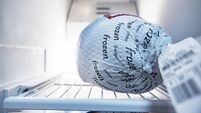 Frozen Turkey Waiting in Refrigerator Freezer