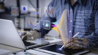 Data analysis science and big data with AI technology. Analyst or Scientist uses a computer and dashboard for analysis of inform