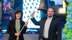 <p>Minister of State at the Department of Finance Jennifer Carroll MacNeill and Myles Murray, founder of Cork medical devices firm PMD, ringing the opening bell of the Nasdaq Stockholm Exchange. Mr Murray said despite 'exhaustive efforts' to secure short-term liquidity 'we have been unable to overcome the financial challenges facing PMD Device Solutions'. File picture: Nasdaq</p>