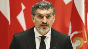 <p>Georgian President-elect Mikheil Kavelashvili speaks at his swearing-in ceremony at the Georgian Parliament. Picture: Irakli Gedenidze/AP</p>