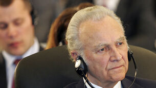 Arnold Ruutel, the last communist leader of Soviet Estonia and the Baltic country’s second president after the restoration of independence, has died at the age of 96 (Mindaugas Kulbis/AP)