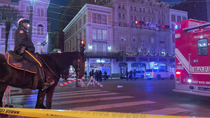 <p>A mounted police officer arrives on Canal Street after a vehicle drove into a crowd earlier in New Orleans, Wednesday Jan. 1, 2025. (AP Photo/Kevin McGill)</p>