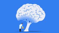 Doctor watering brain tree vecor illustration
