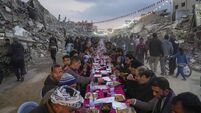 Watch: Palestinians spend Ramadan Iftar gathered in the ruins of Gaza