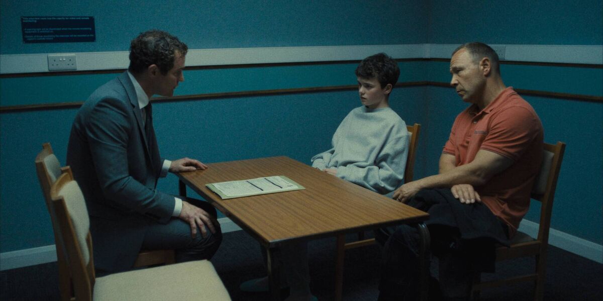 Mark Stanley as Paulie Miller, Owen Cooper as Jamie Miller, and Stephen Graham as Eddie Miller in Adolescence. Mark Stanley as Paulie Miller, Owen Cooper as Jamie Miller, and Stephen Graham as Eddie Miller in Adolescence.