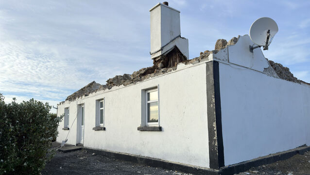 <p>The home of Maureen Folan in Connemara which had its roof blown off from the winds during Storm Éowyn. Ms Folan, 74, has told of how she is facing homelessness. File photo: Eamonn Farrell / © RollingNews.ie</p>