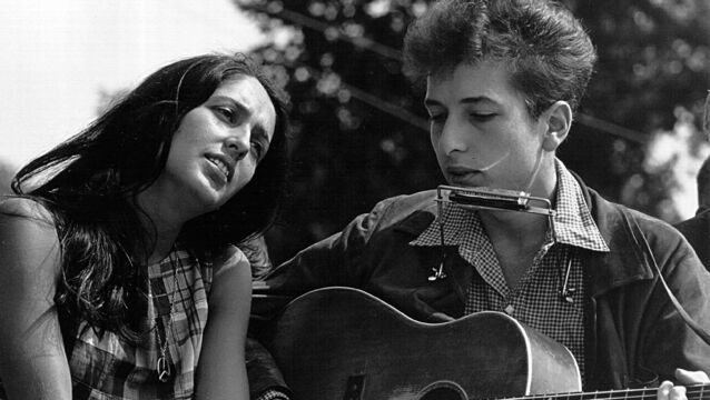 <p>IT AIN'T ME, BABE: Folk singers Joan Baez and Bob Dylan perform during a civil rights rally in 1963. Picture: Rowland Scherman/National Archive/Newsmakers</p>