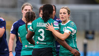 Linda Djougang and Aoibheann Reilly after the game 22/3/2025