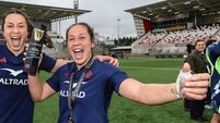 Manae Feleu and Teani Feleu celebrate after the game 22/3/2025