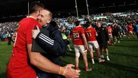 Jean Kleyn and head coach Ian Costello after the game 29/3/2025