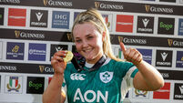 Aoife Dalton celebrates with the player of the match award 30/3/2025