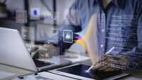 Data analysis science and big data with AI technology. Analyst or Scientist uses a computer and dashboard for analysis of inform