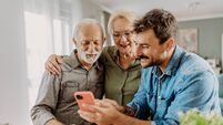 Son visiting his parents