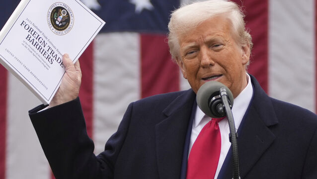 <p>President Donald Trump announces new tariffs in the Rose Garden at the White House (Mark Schiefelbein/AP)</p>